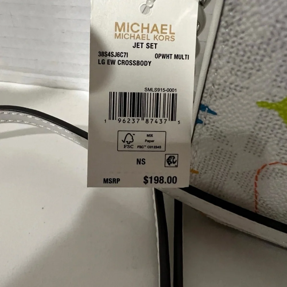 Michael Kors RARE Optic White W/Colorful Airplanes Crossbody